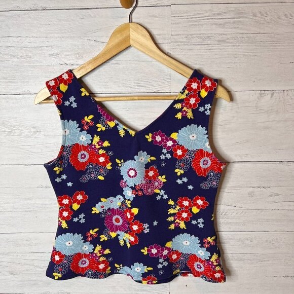 ModCloth Tank Top Womens Size XL Summer Found Stretch Floral Preppy Cotton Blend - Picture 13 of 15